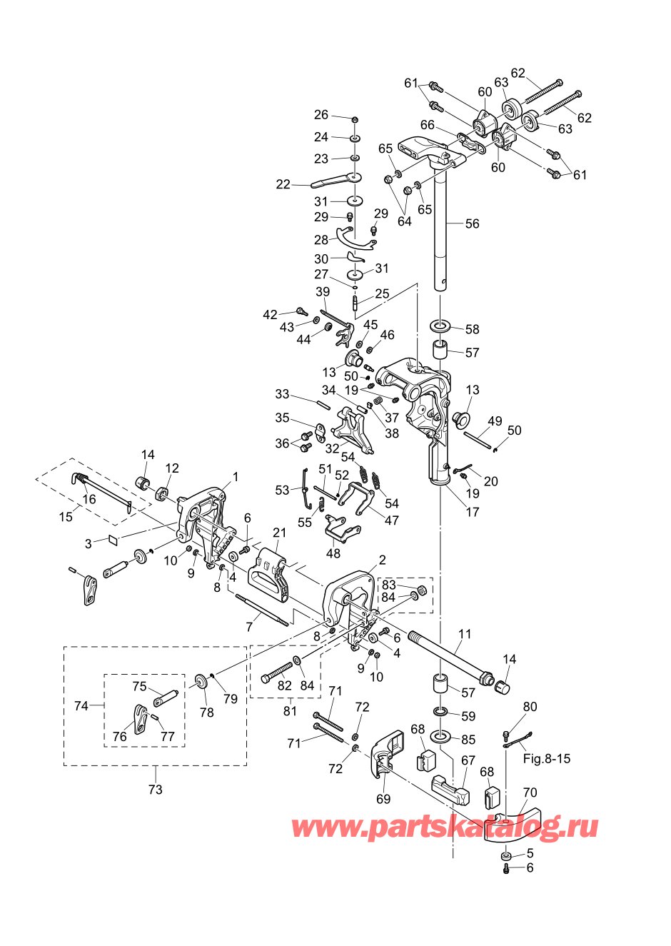 Tohatsu MFS20-E (002-21057-0BX) / Fig.10 Кронштейн (ручной) 