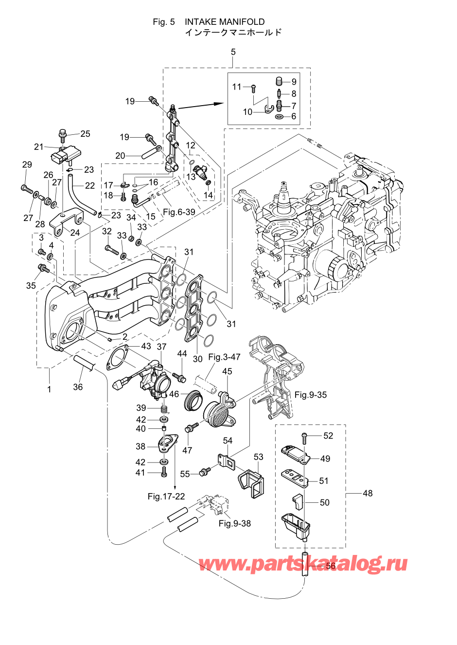 Tohatsu MFS30-B (002-21050-8) / Fig.05 Впускной коллектор 