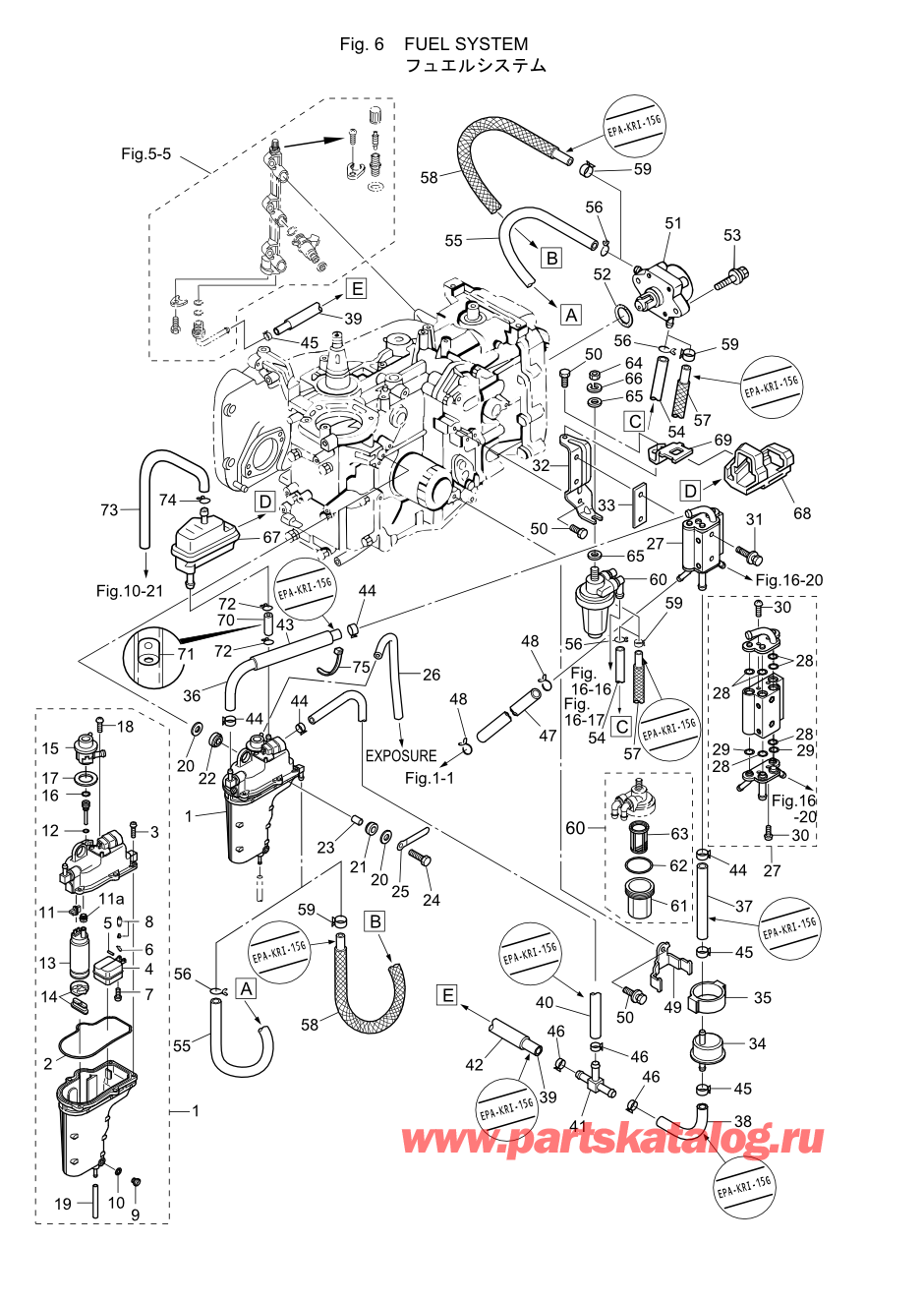 Tohatsu MFS30-B (002-21050-8) / Fig.06 Топливная система 