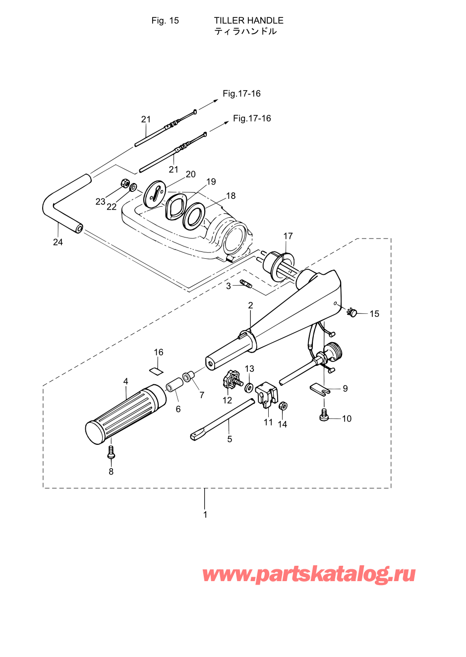 Tohatsu MFS30-B (002-21050-8) / Fig.16 Румпель 