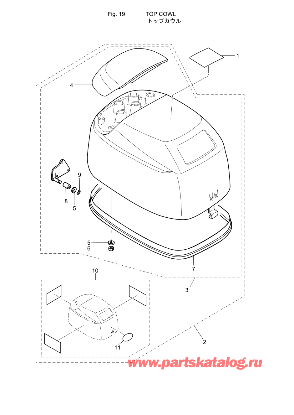 Tohatsu MFS30-B (002-21050-8) / Fig.20 Верх капота 