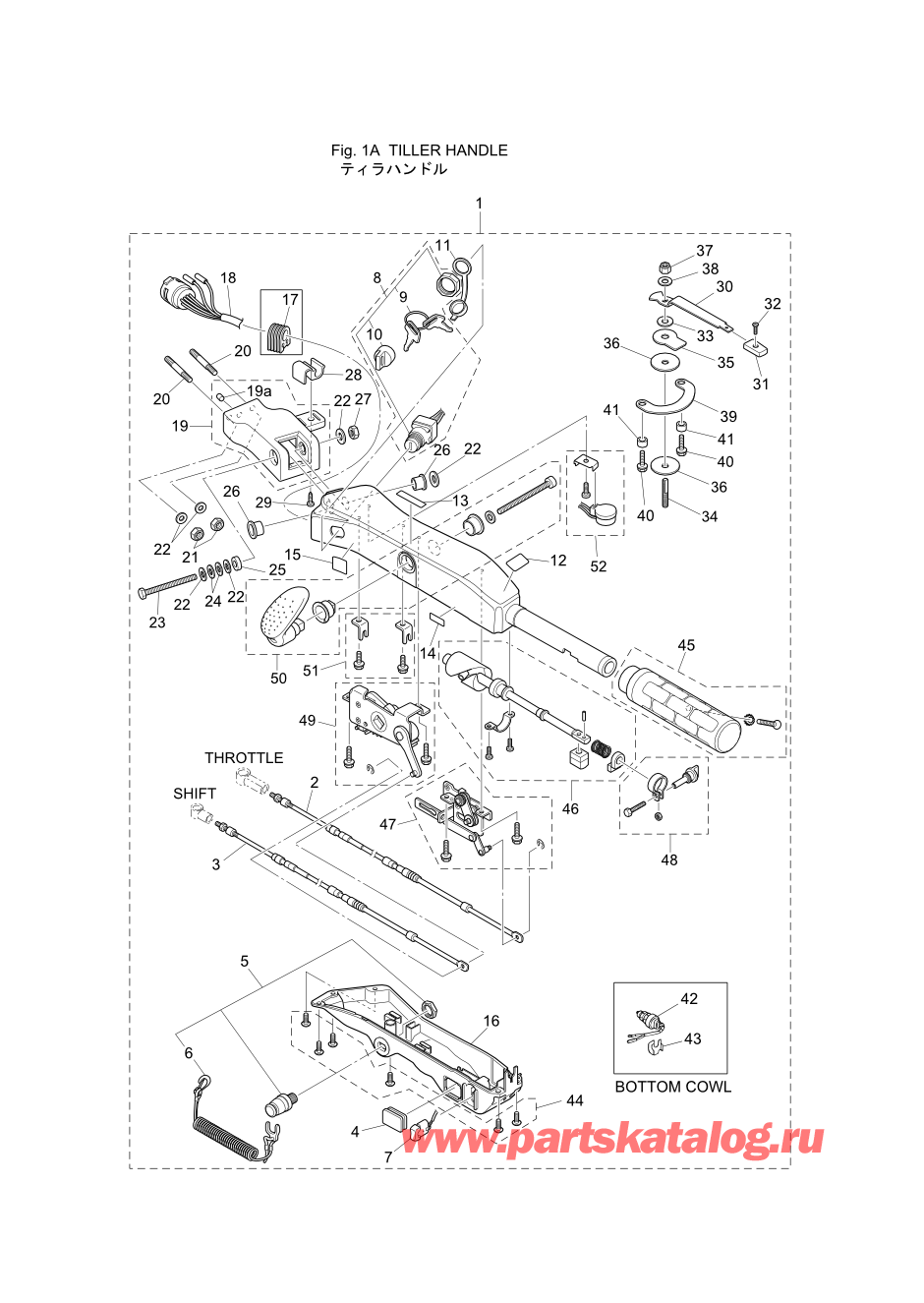 Tohatsu MFS30-B (002-21050-8) / Fig.22 Румпель 