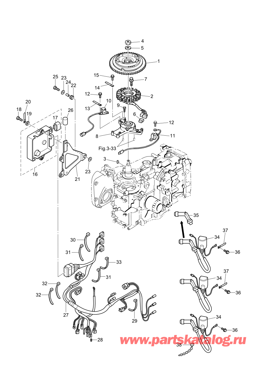 Tohatsu MFS30-C (002-21050-0AF) / Fig.08 Магнето 