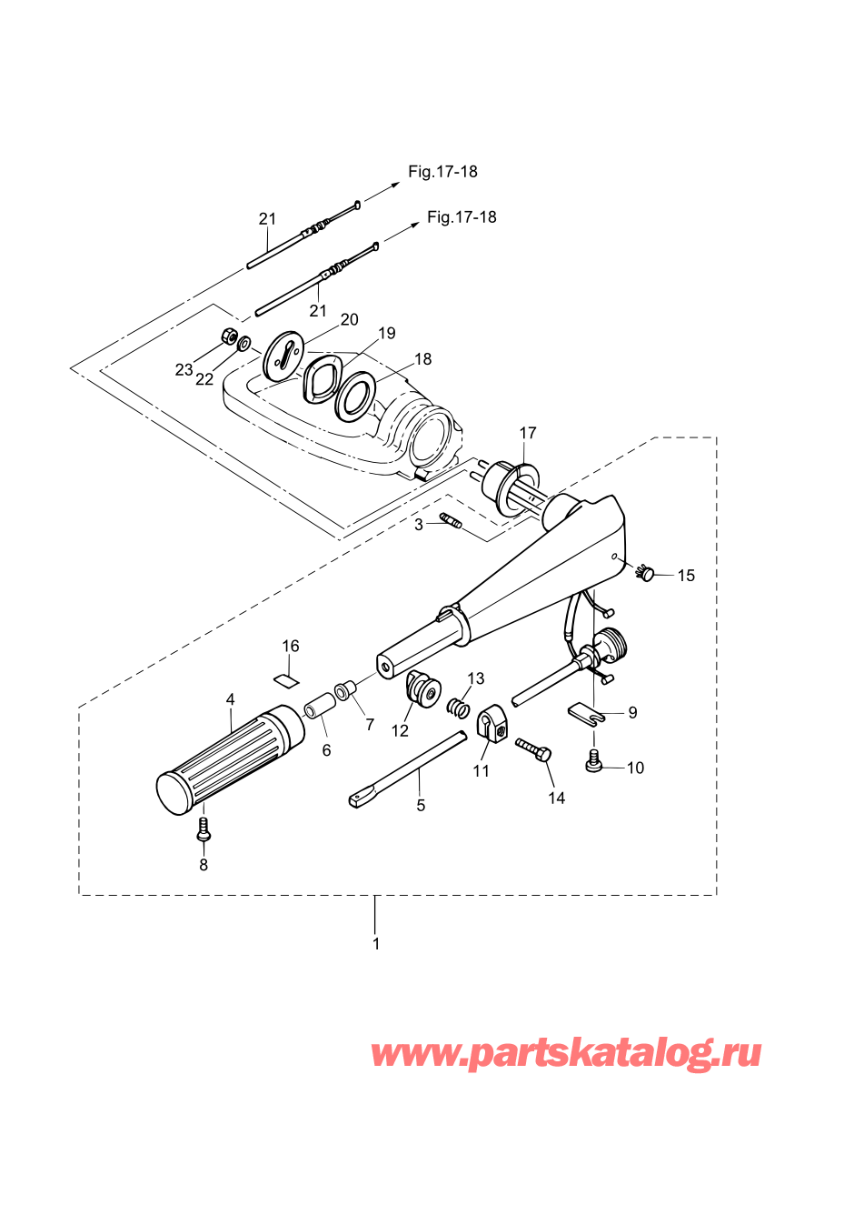 Tohatsu MFS30-C (002-21050-0AF) / Fig.15 Румпель 