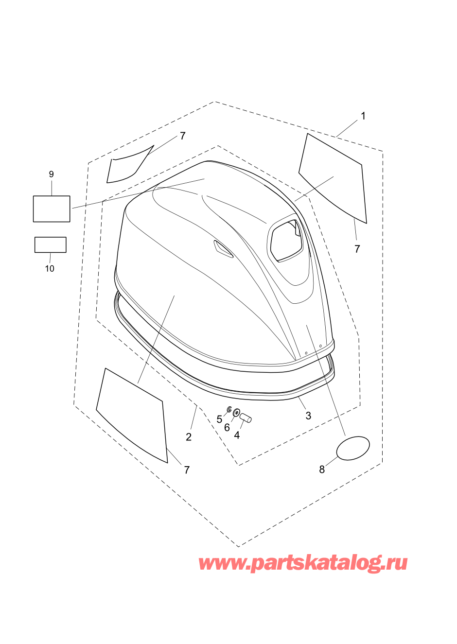 Tohatsu MFS30-C (002-21050-0AF) / Fig.19 Верх капота 