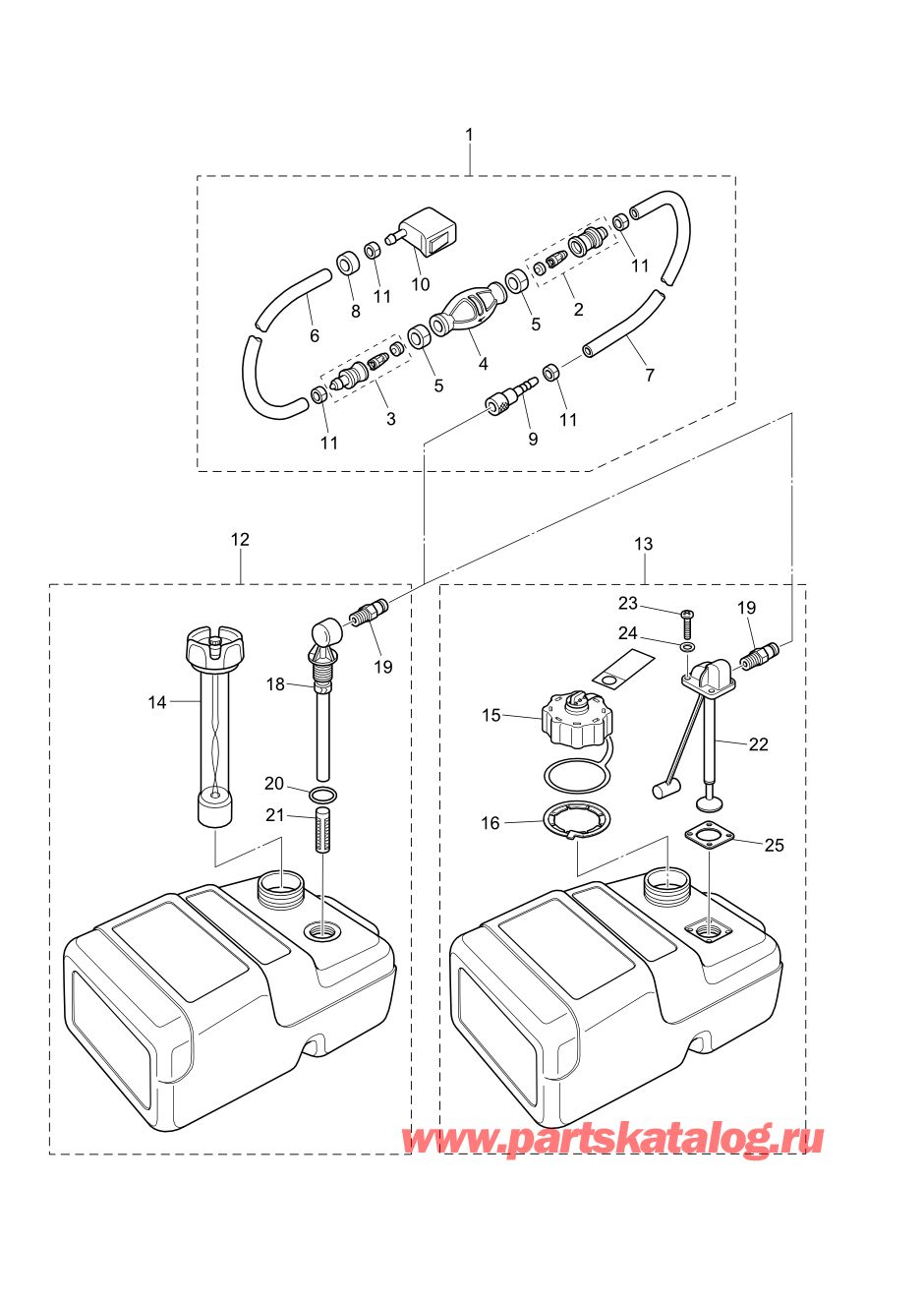 Tohatsu MFS30-C (002-21050-0AF) / Fig.20 Топливный бак 