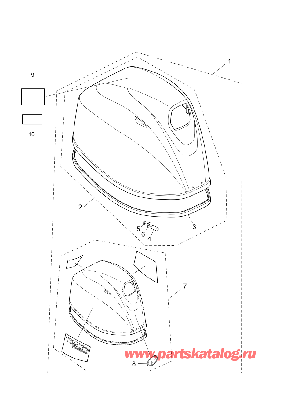 Tohatsu MFS30-C (002-21050-0AG) / Fig.19 Верх капота 