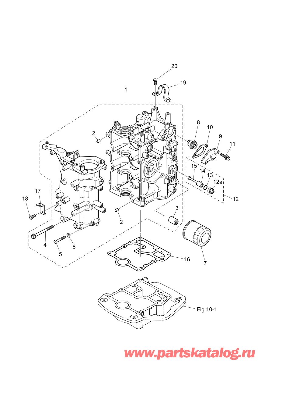 Tohatsu MFS30-C (002-21050-1AH) / Fig.01 Цилиндр / Кривошип Case 