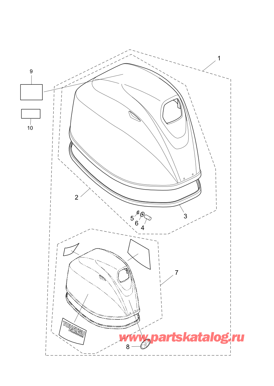 Tohatsu MFS30-C (002-21050-1AH) / Fig.19 Верх капота 