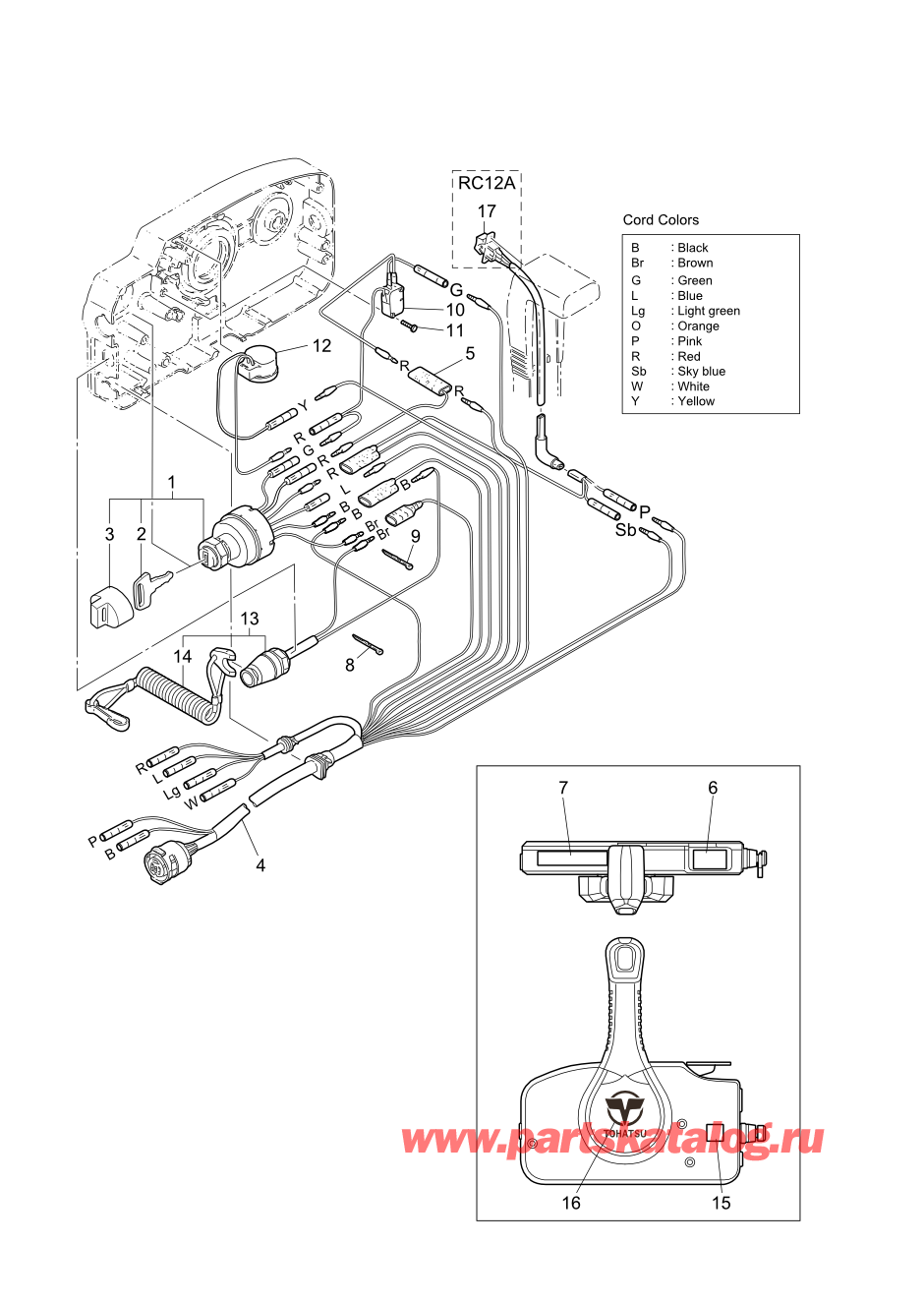 Tohatsu MFS30-C (002-21050-1AH) / Fig.22 детали и запчасти Of Дистанционное управление (Электрические части) 