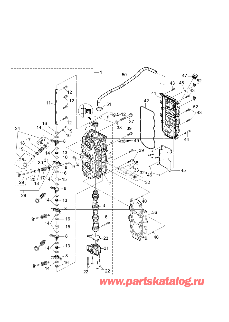 Tohatsu MFS40A (002-21056-0AH) / Fig.03 Головка блока цилиндра / Масляный насос