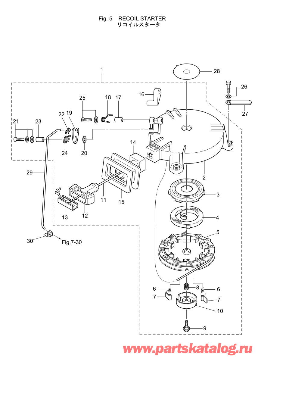 Tohatsu MFS5C (002-21046-9R) / Fig.05 Барабанный стартер 