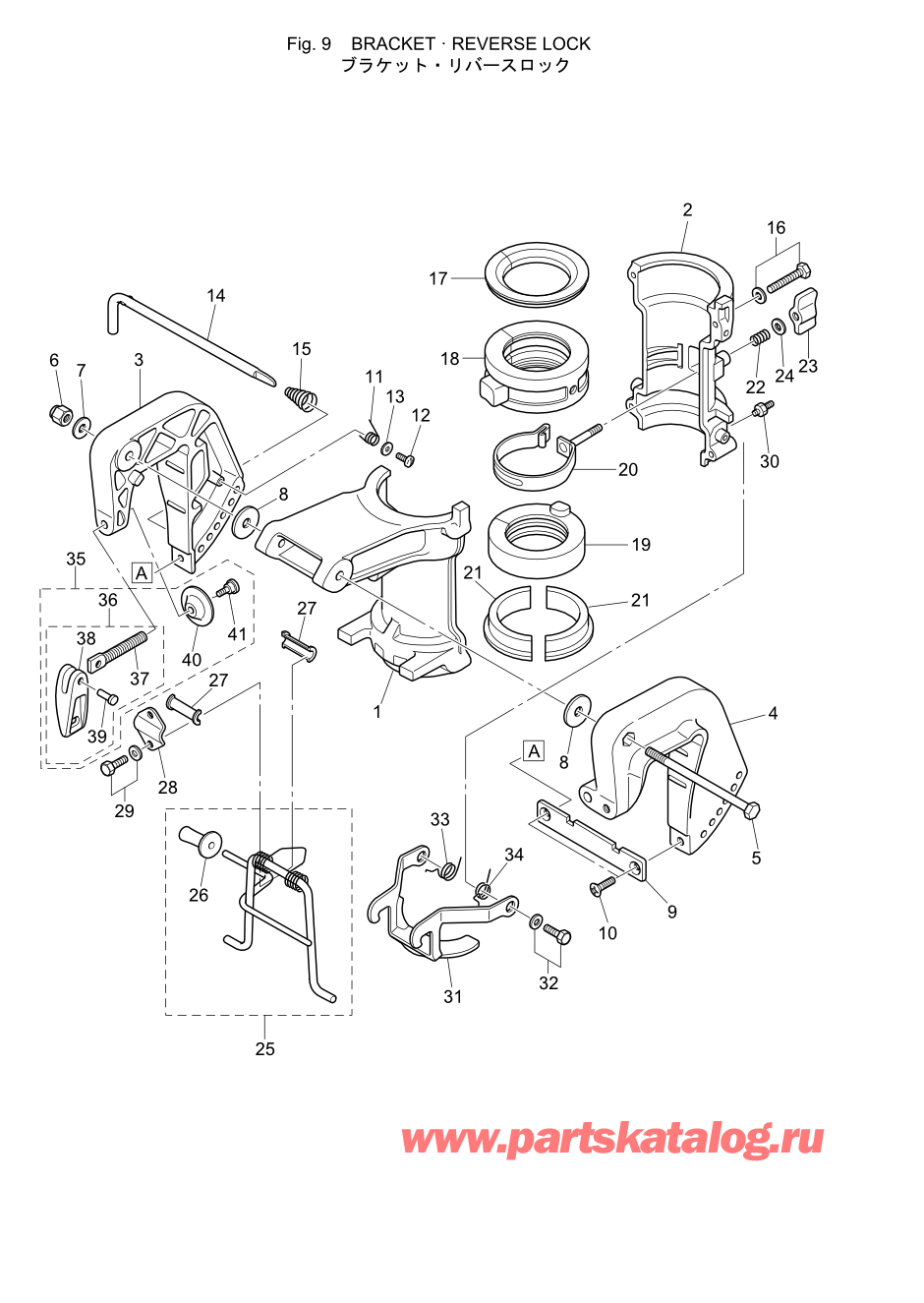 Tohatsu MFS5C (002-21046-9R) / Fig.09 Кронштейн / Блокировка задней передачи 