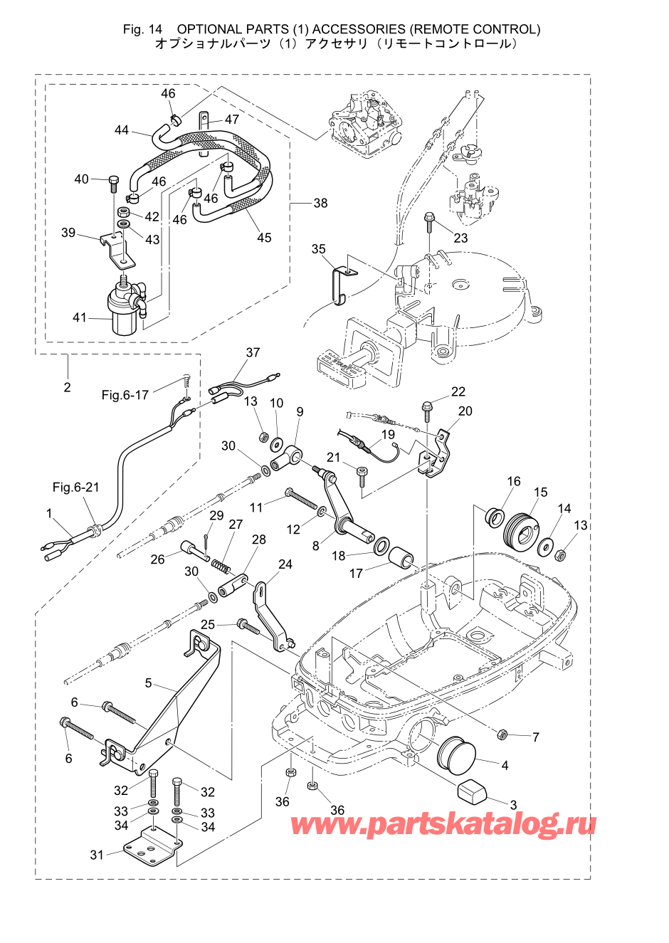 Tohatsu MFS5C (002-21046-9R) / Fig.14 Дополнительные опции (1) Аксессуары (Дистанционное управление) 