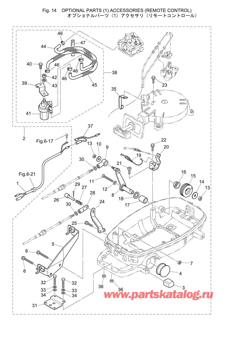 Tohatsu MFS5C (002-21046-0AE) / Fig.14 Дополнительные опции (1) Аксессуары (Дистанционное управление) 