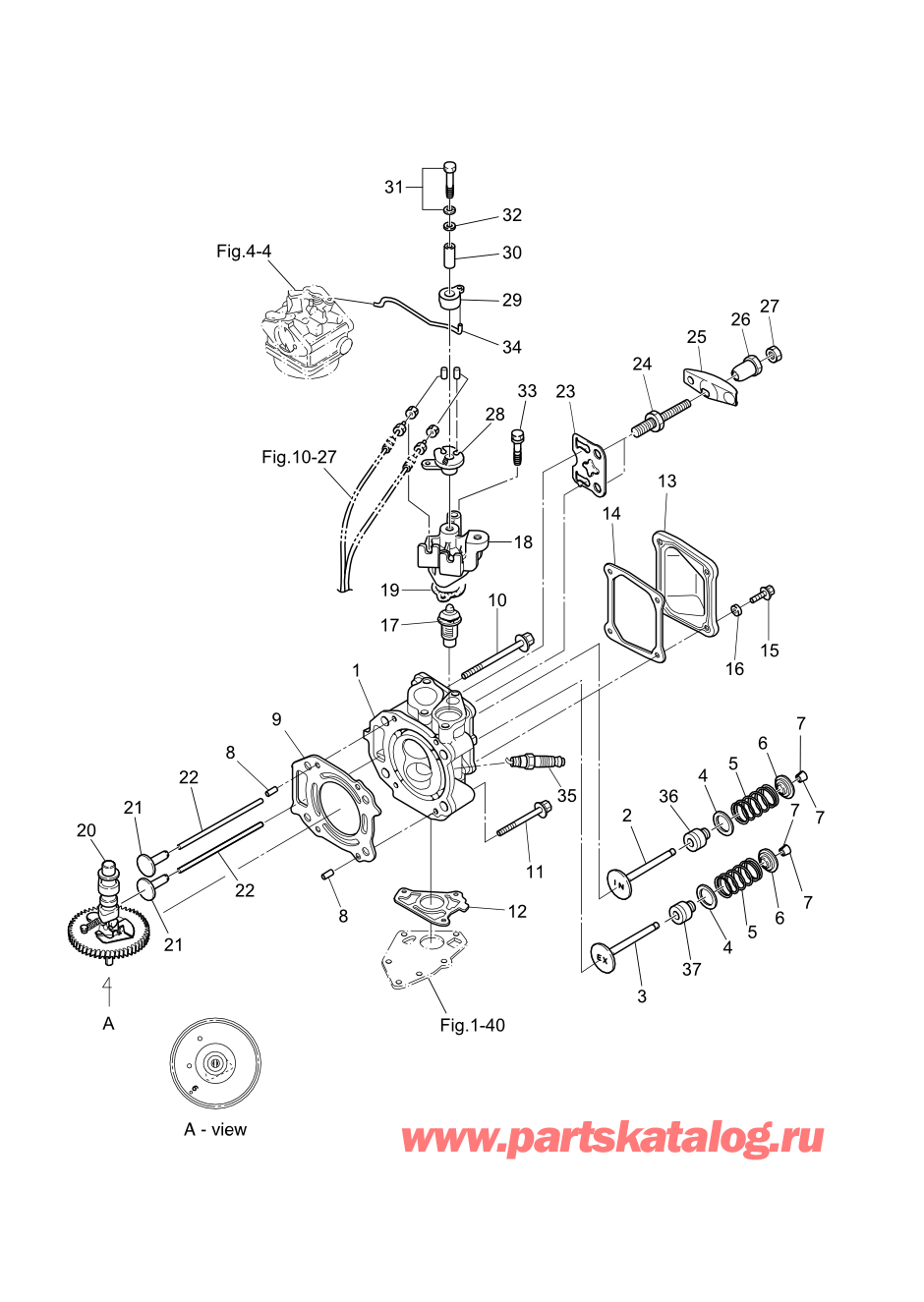 Tohatsu MFS5C (002-21046-0AF) / Fig.03 Головка блока цилиндра / Клапан / Распределительный вал 