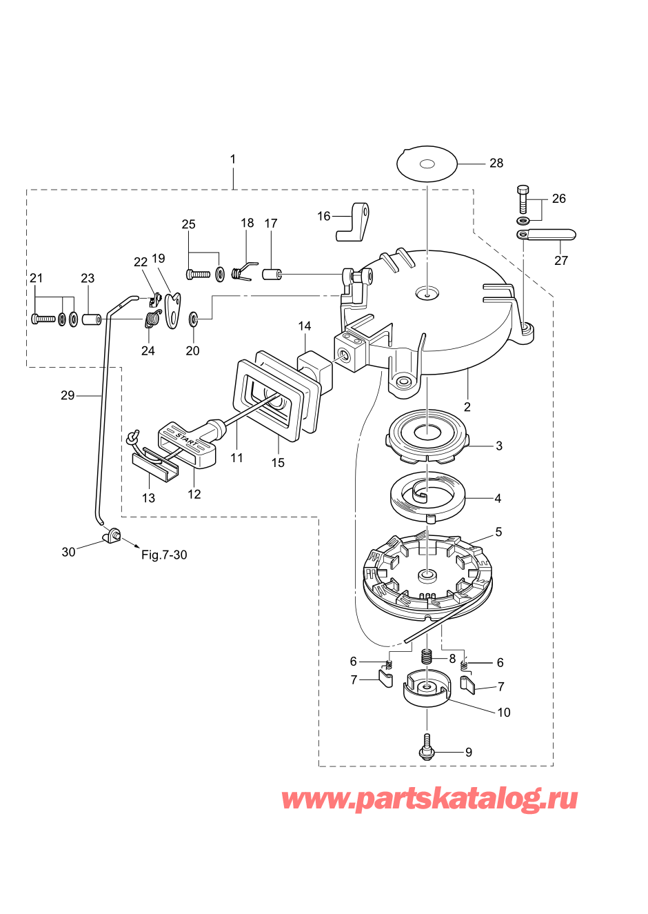 Tohatsu MFS5C (002-21046-0AF) / Fig.05 Барабанный стартер 