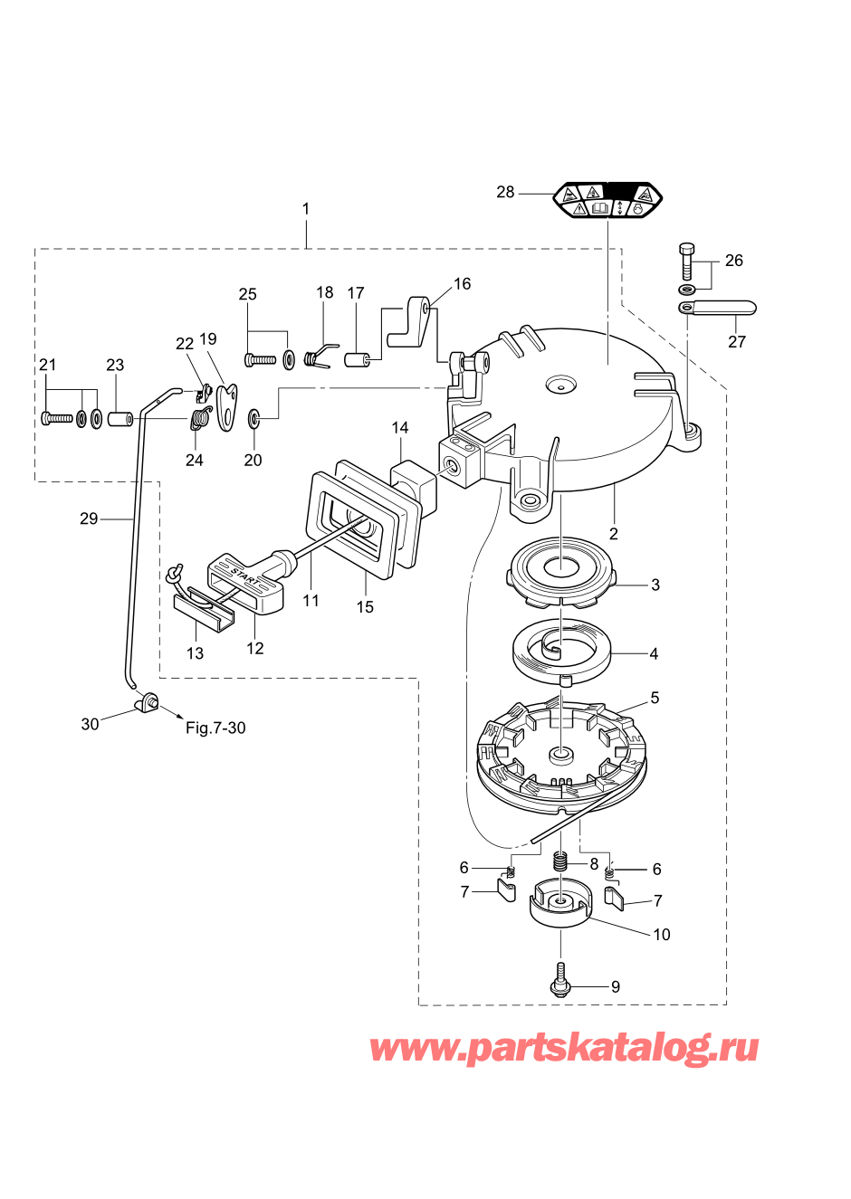 Tohatsu MFS5C (002-21046-0AG) / Fig.05 Барабанный стартер 