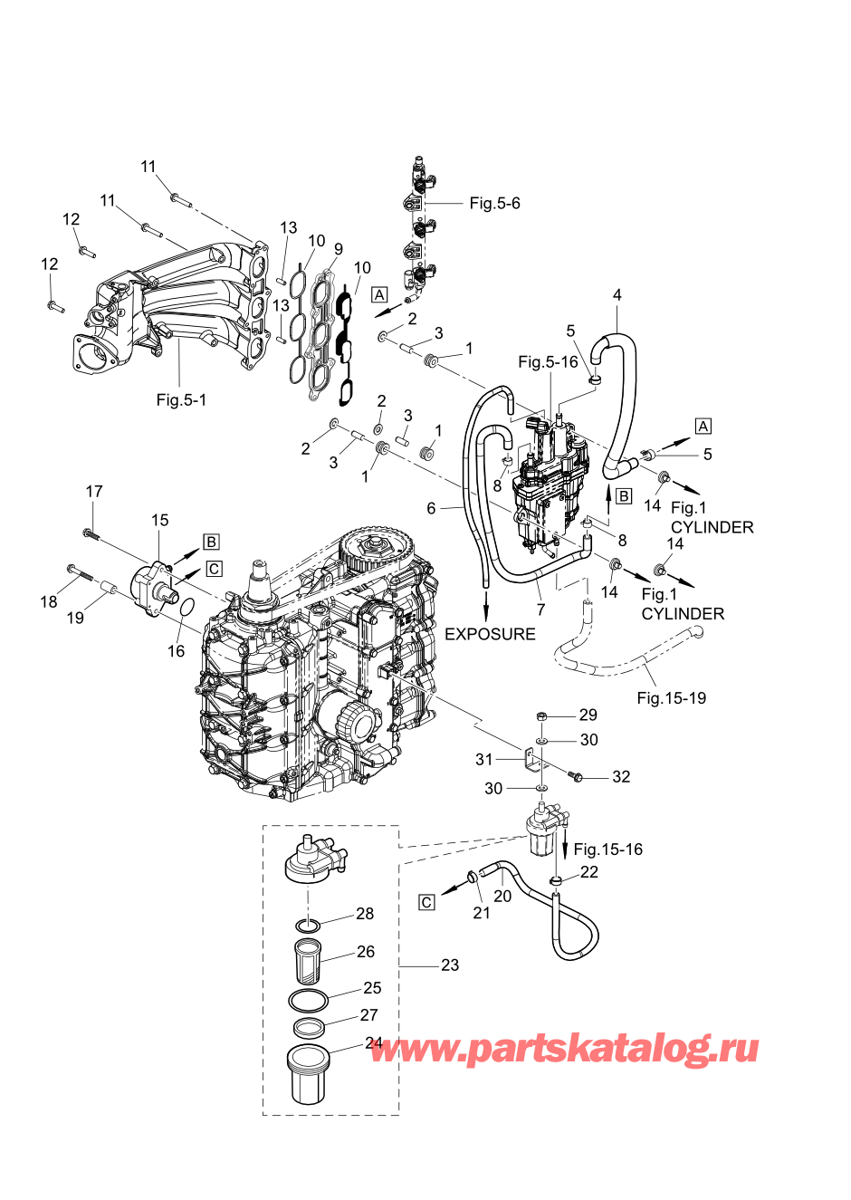 Tohatsu MFS60A (02-21058-0AK) / Fig.06 Топливная система 