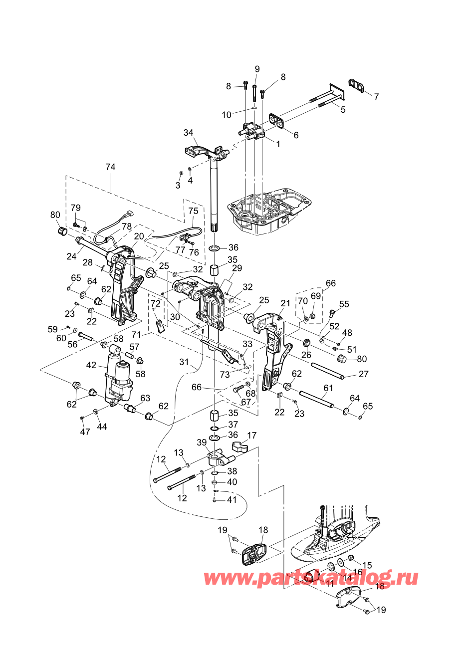 Tohatsu MFS60A (02-21058-0AK) / Fig.13 Кронштейн 