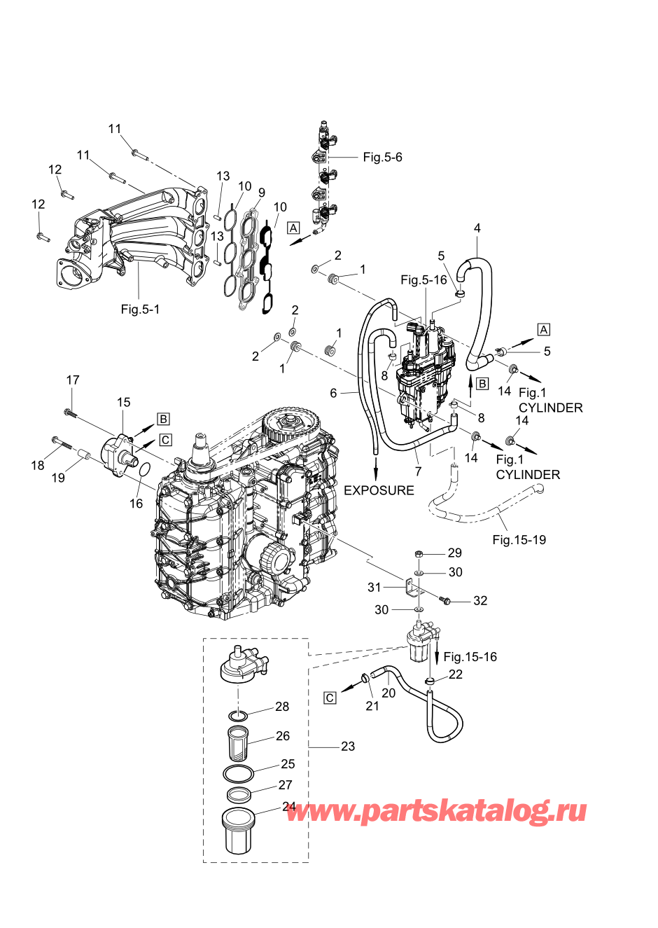 Tohatsu MFS60A (002-21058-0BX) / Fig.06 Топливная система 