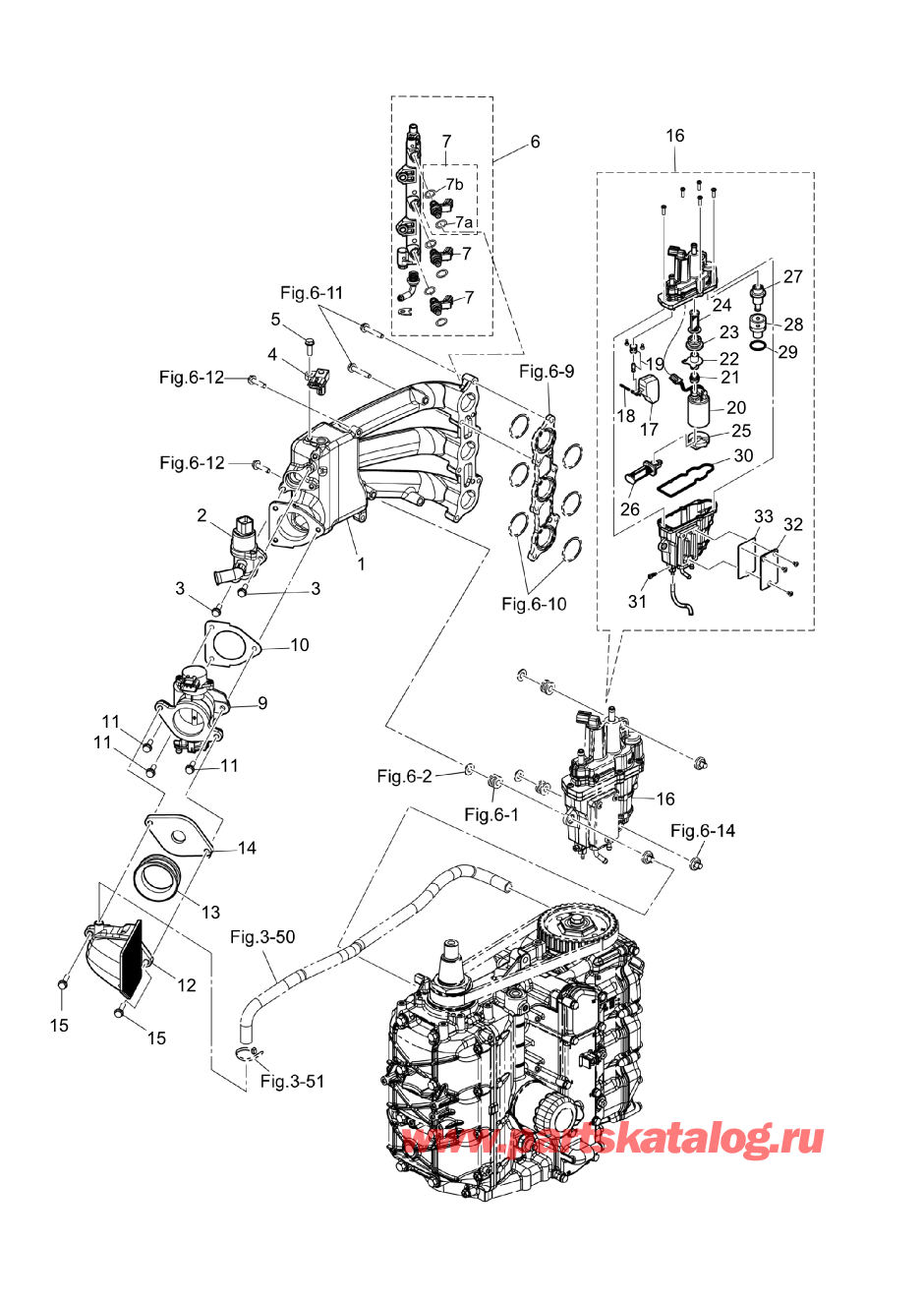 Tohatsu MFS60A (002-21058-0BA) / Fig.05 Впускной коллектор 