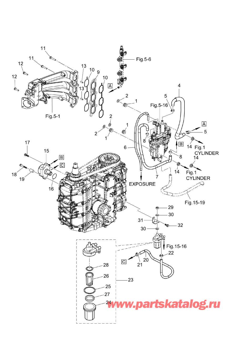 Tohatsu MFS60A (002-21058-0BA) / Fig.06 Топливная система 