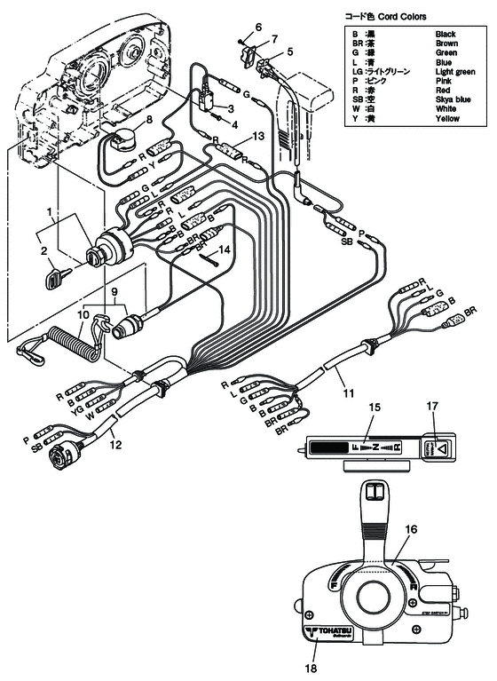 tohatsu   MFS6A3 00221051-7 / Дистанционное управление в сборе 