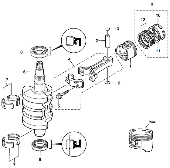 tohatsu   MFS6A3 00221051-8 / Поршень, Коленвал 