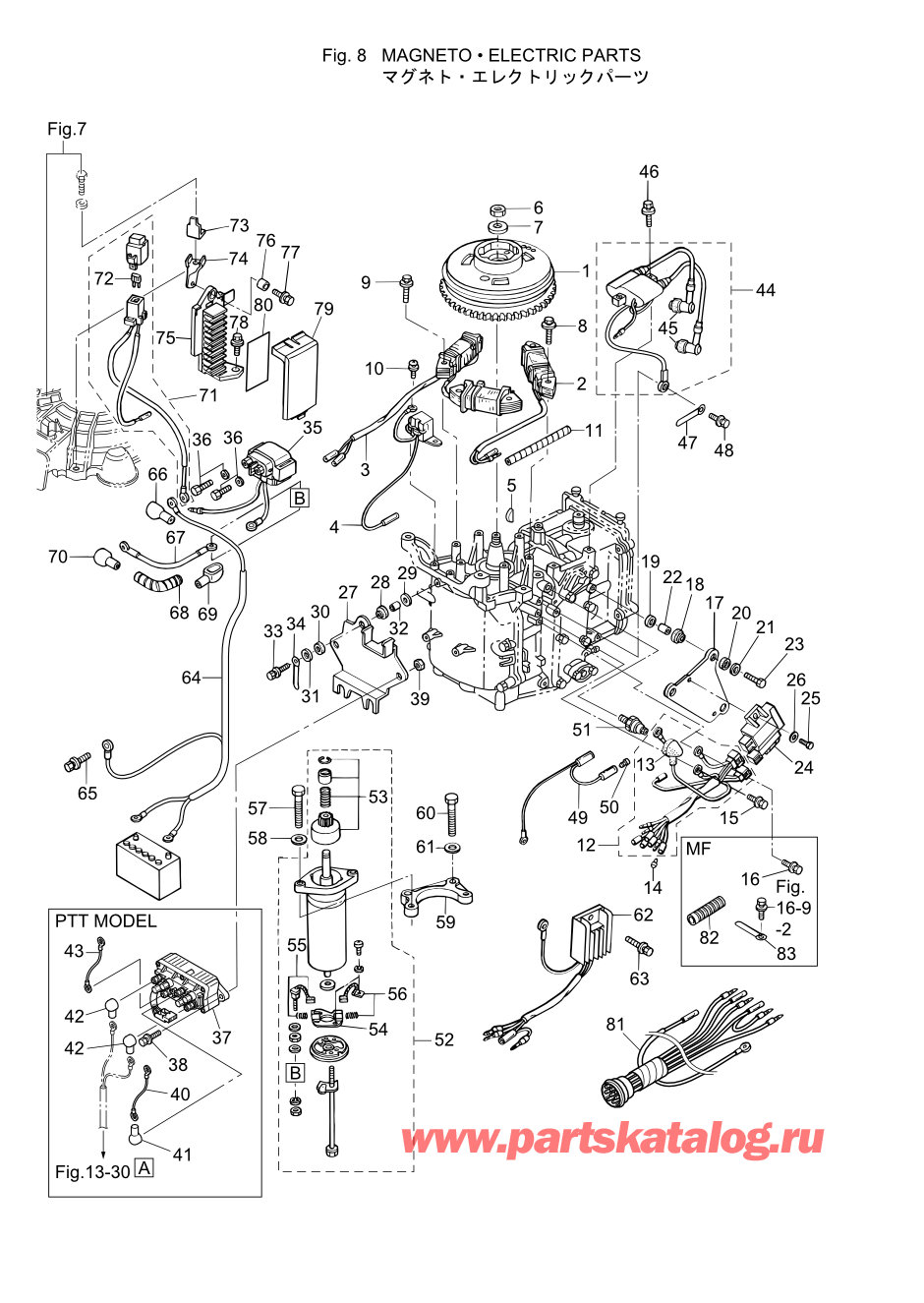 Tohatsu MFS6A3 (002-21051-9) / Fig.08 Магнето / Электрические части 