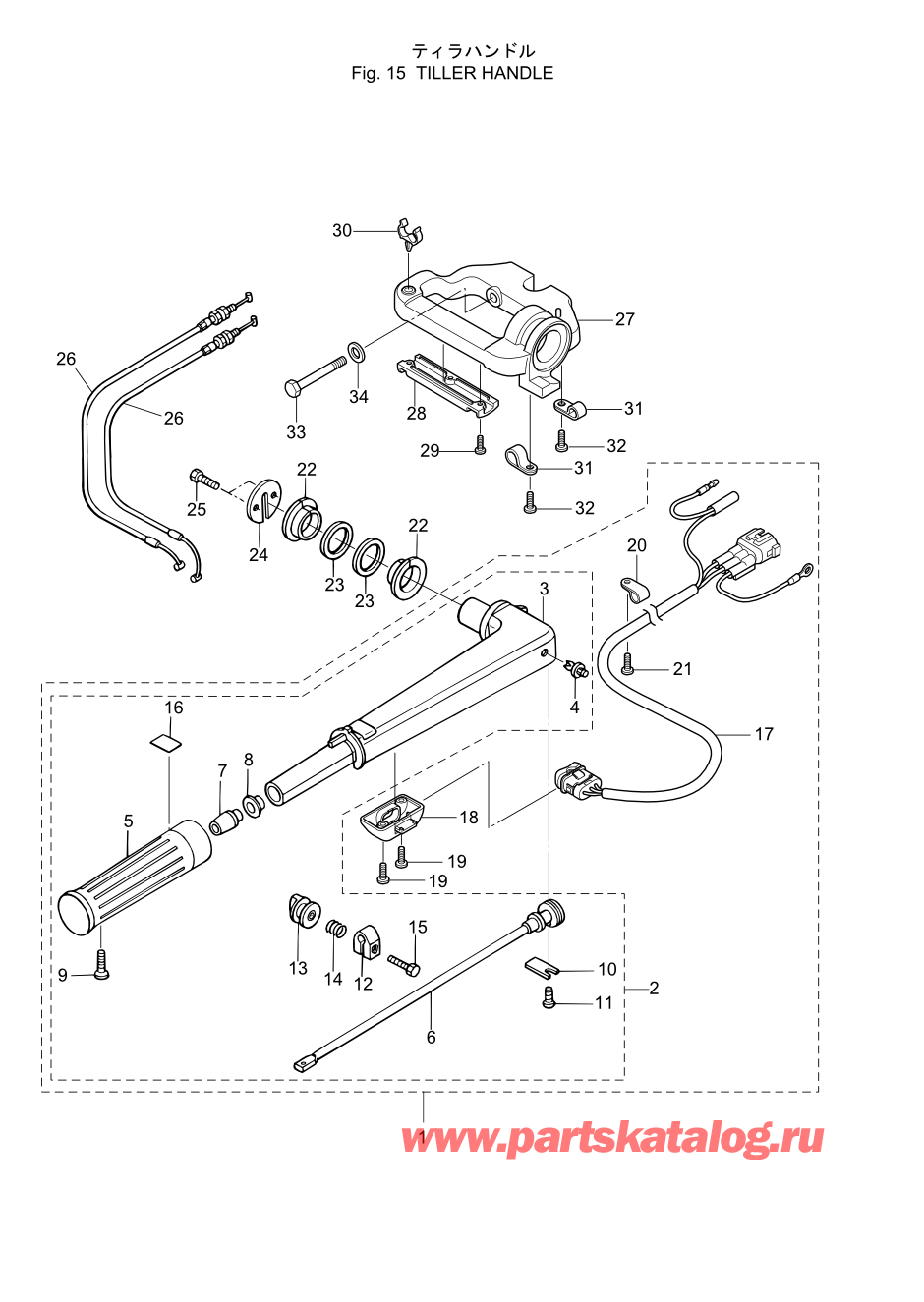 Tohatsu MFS6A3 (002-21051-9) / Fig.15 Румпель 