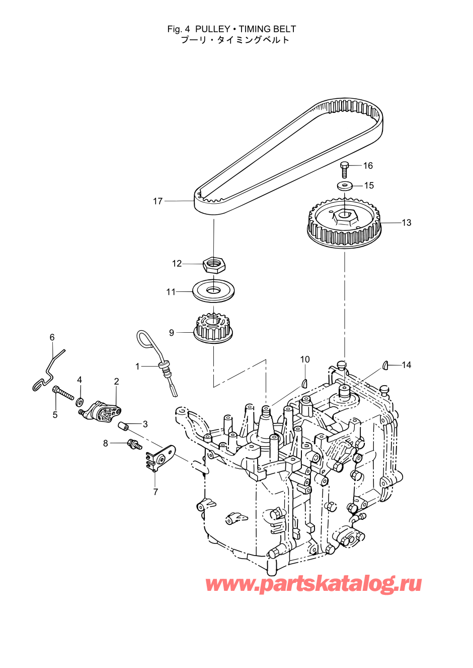 Tohatsu MFS6A3 (002-21051-0AE) / Fig.04 Шкив / Ремень распредвала 