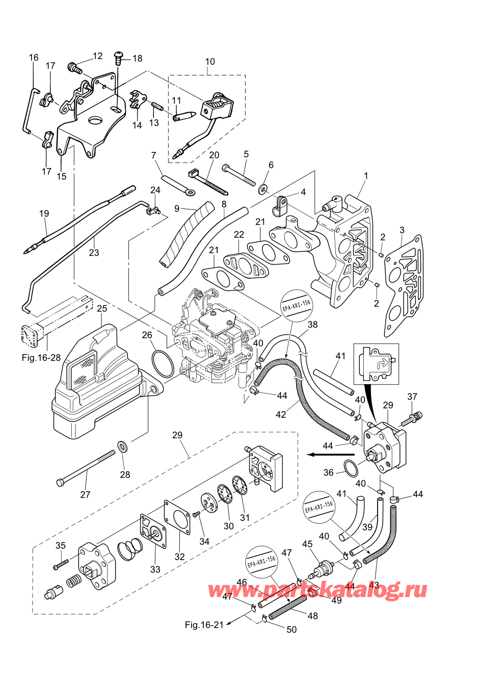 Tohatsu MFS6A3 (002-21051-0AF) / Fig.05 Впускной коллектор / Топливный насос 