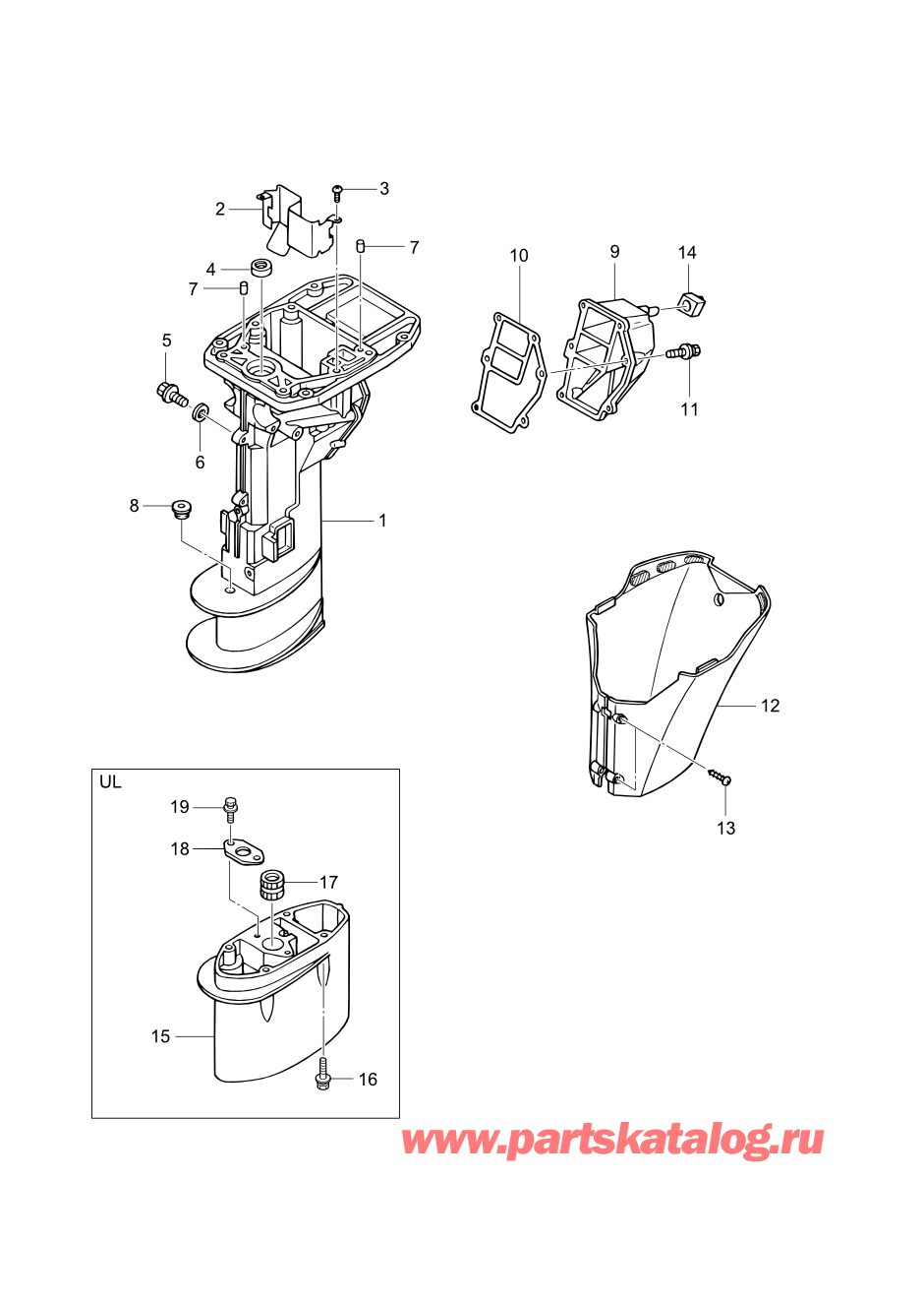 Tohatsu MFS6A3 (002-21051-0AF) / Fig.09 Корпус вала передачи 