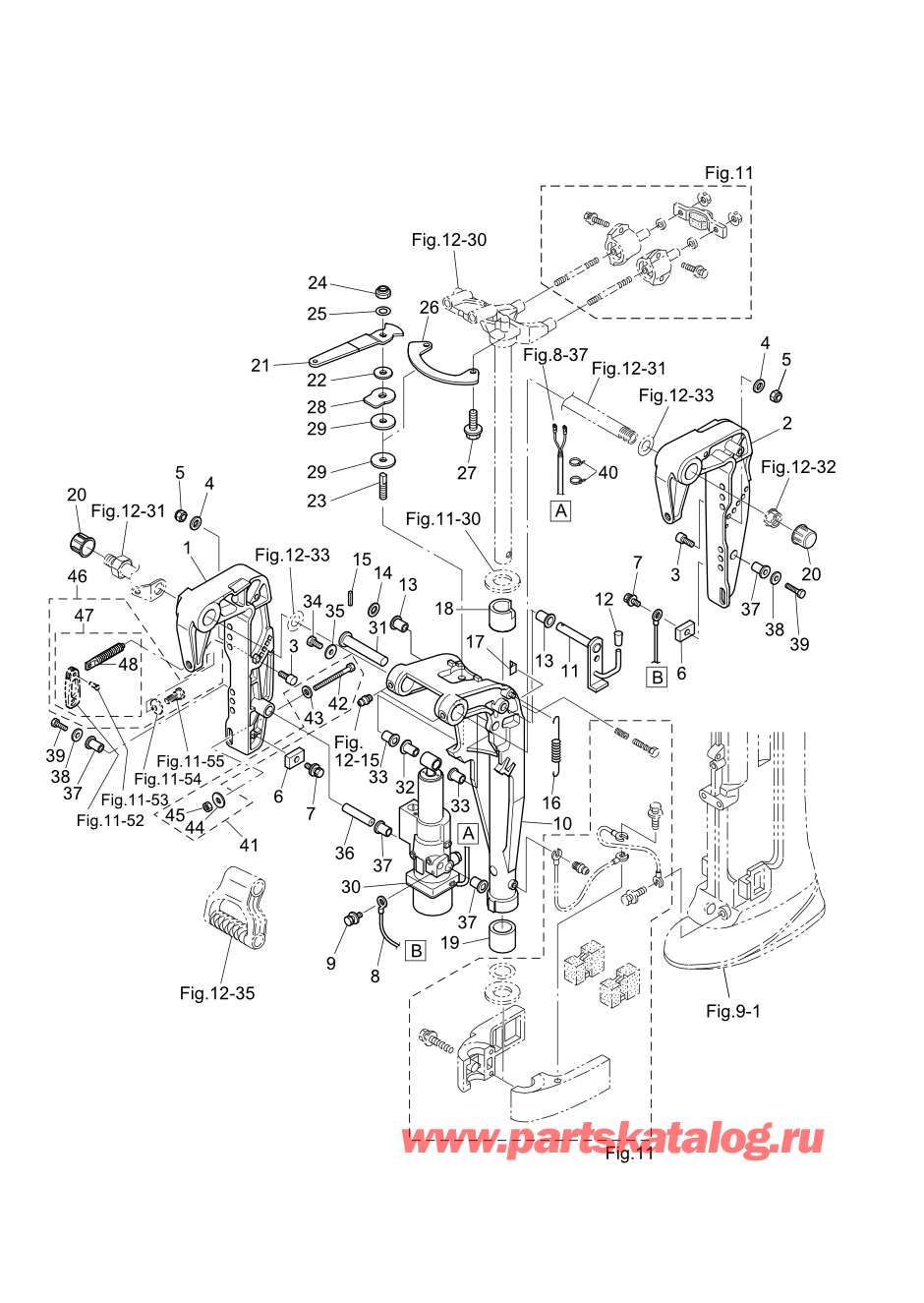 Tohatsu MFS6A3 (002-21051-0AF) / Fig.13 Кронштейн (eft / Ept Model) 