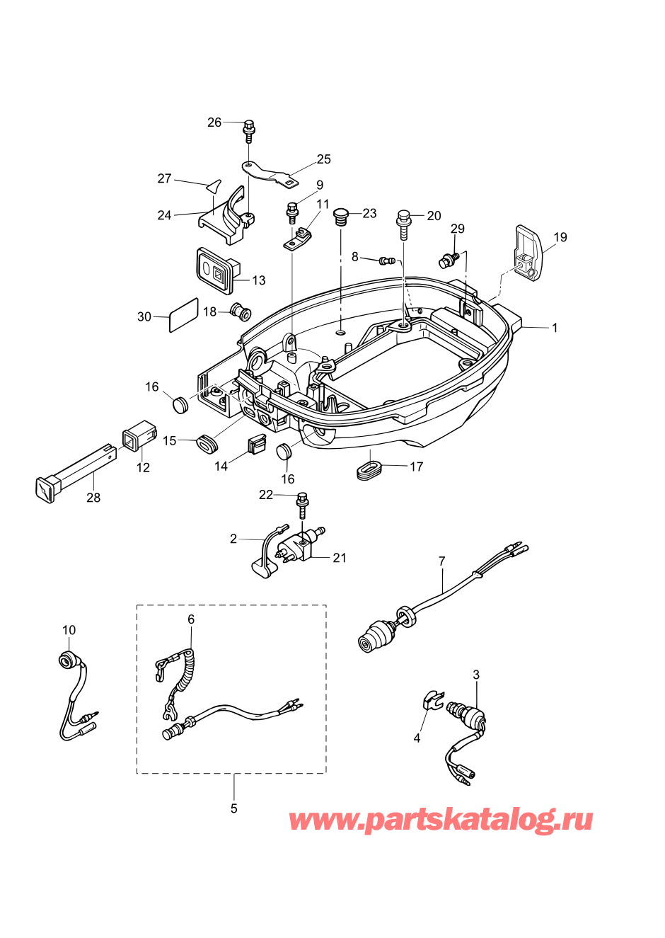 Tohatsu MFS6A3 (002-21051-0AF) / Fig.16 Низ капота 