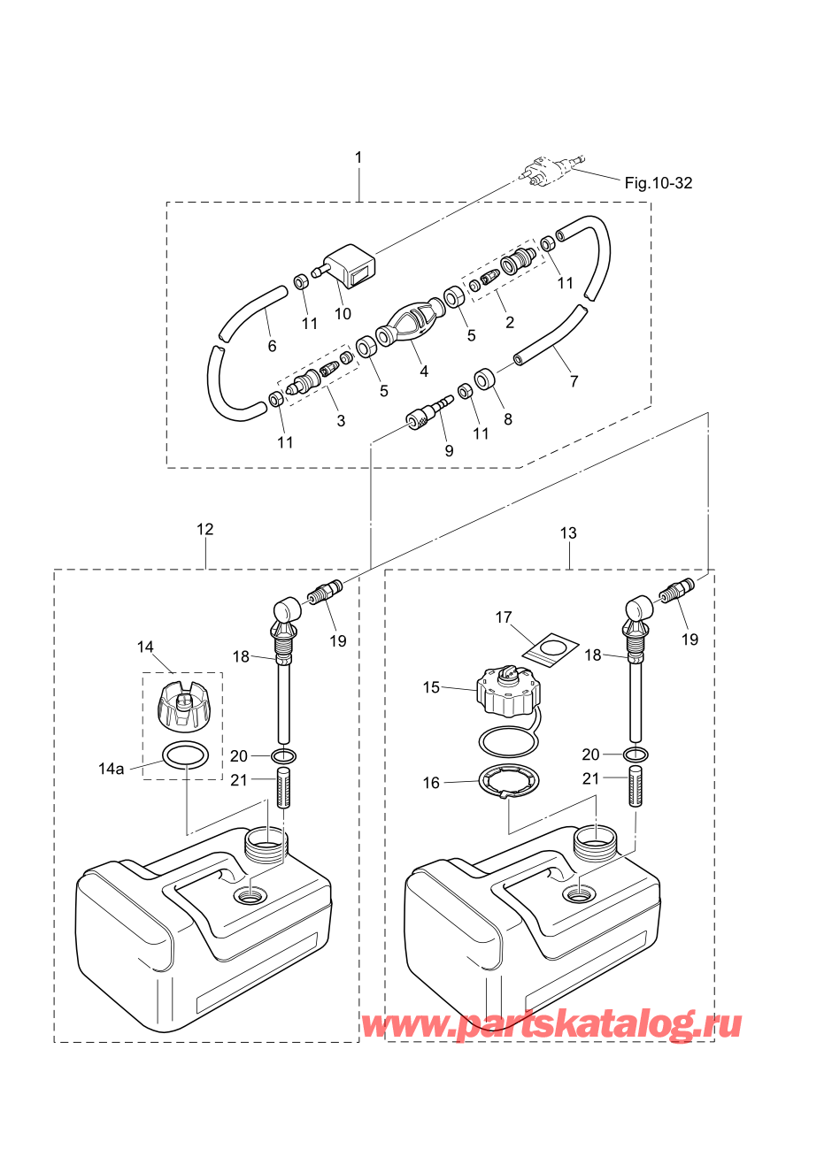 Tohatsu MFS6D (002-21046-0BA) / Fig.12 Separate Топливный бак 