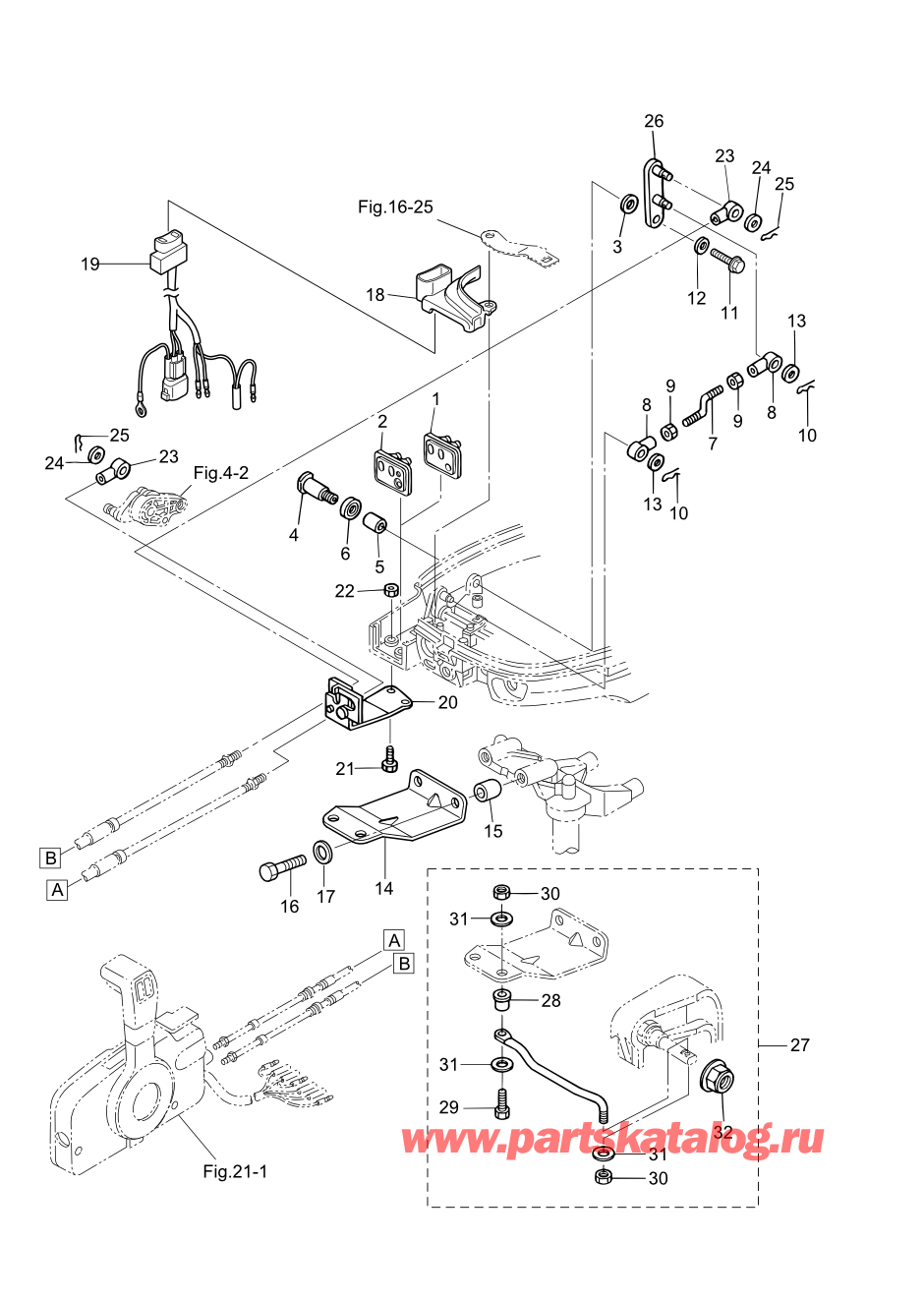 Tohatsu MFS8A3 (002-21051-0AF) / Fig.18 Запчасти для дистанционного управления 