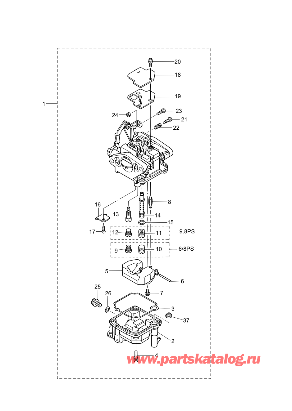 Tohatsu MFS8B (002-21051-1AF) / Fig.06 Карбюратор 