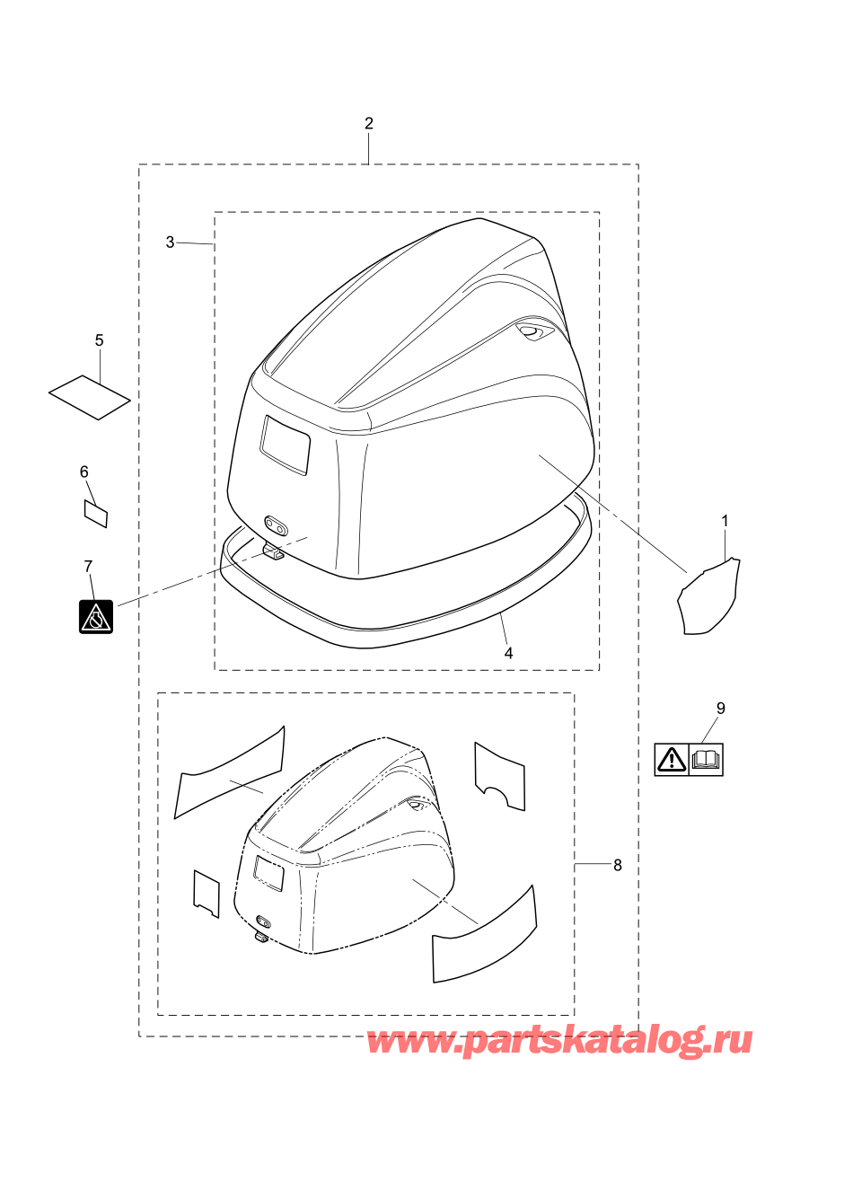 Tohatsu MFS8B (002-21051-1AF) / Fig.19 Верх капота 