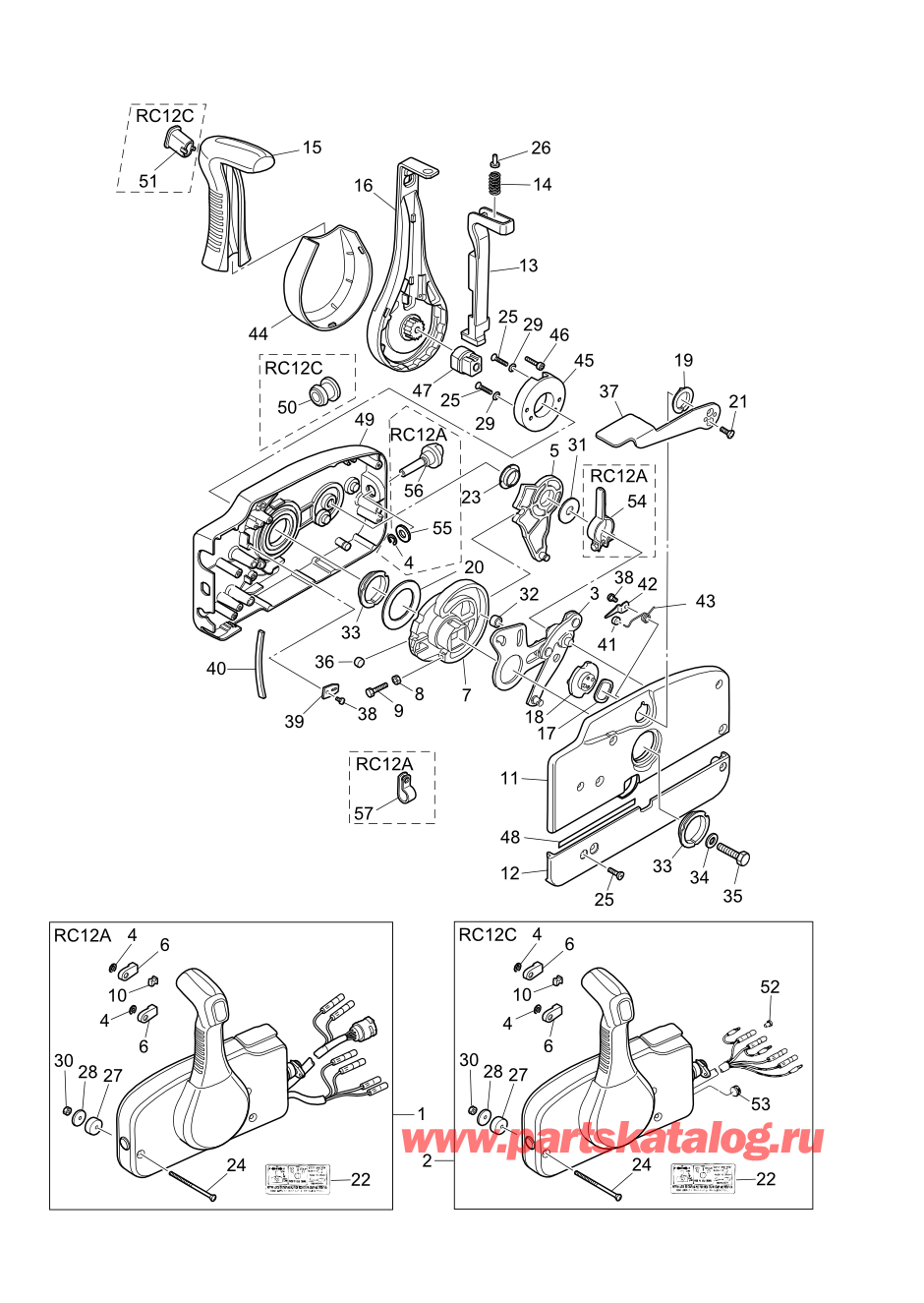 Tohatsu MFS8B (002-21051-0AH) / Fig.21 детали и запчасти Of Дистанционное управление 