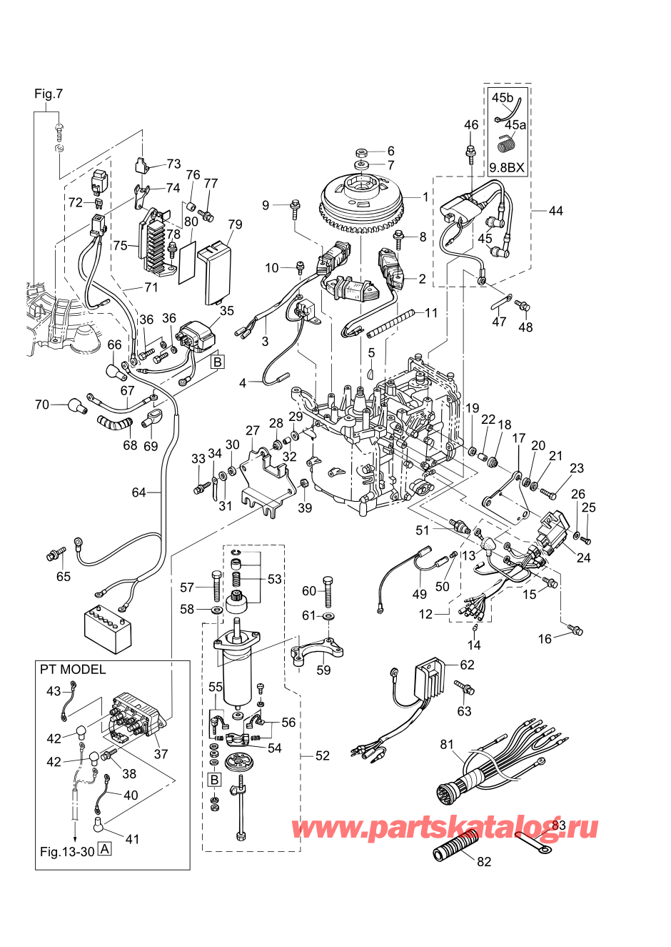 Tohatsu MFS8B (002-21051-0AK) / Fig.08 Магнето / Электрические части 