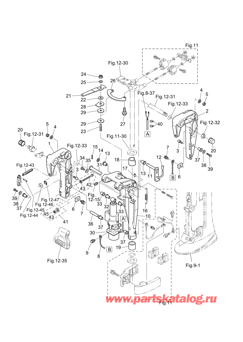 Tohatsu MFS8B (002-21051-0AK) / Fig.13 Кронштейн (eft / Ept Model) 