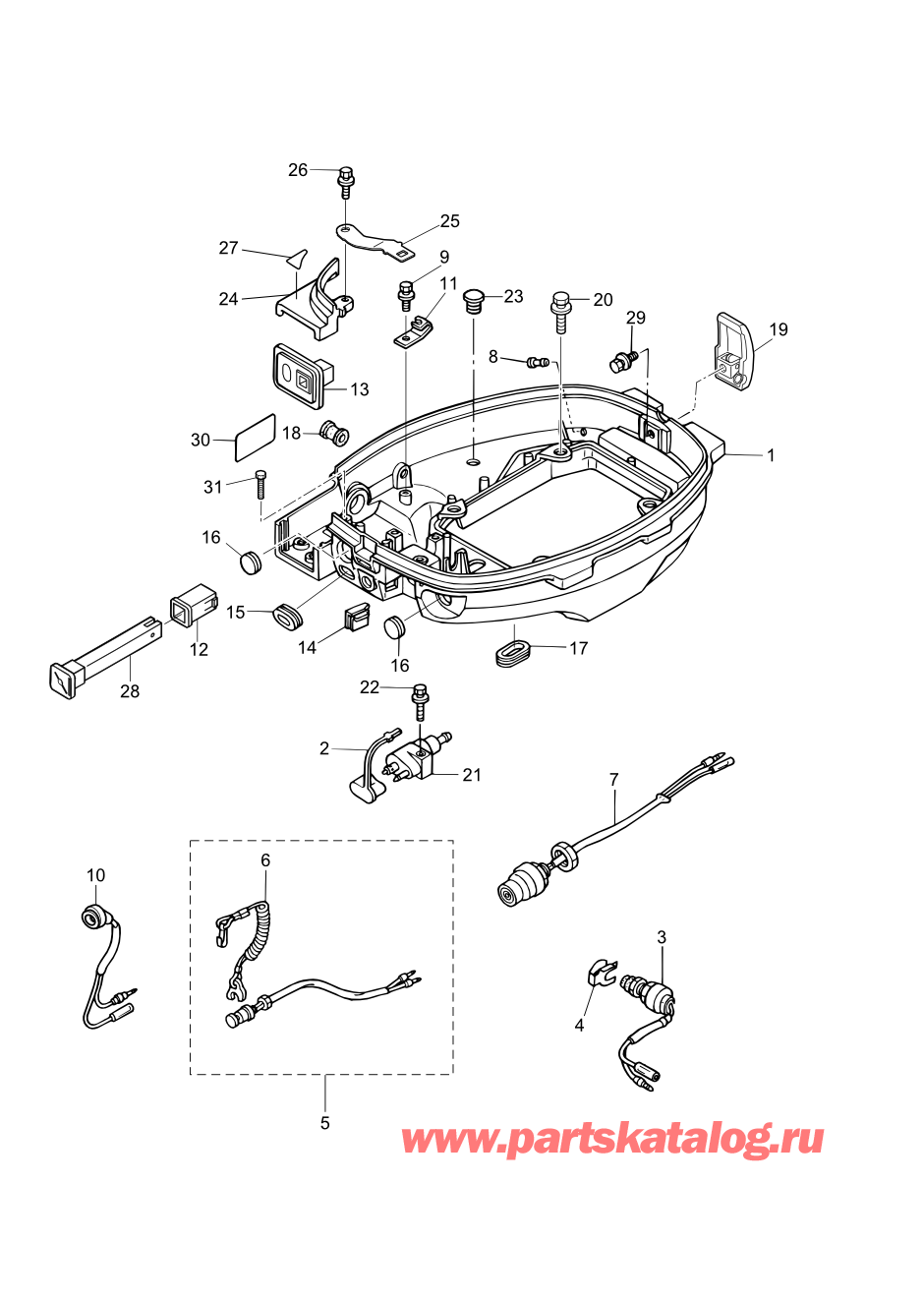 Tohatsu MFS8B (002-21051-0AK) / Fig.16 Низ капота 