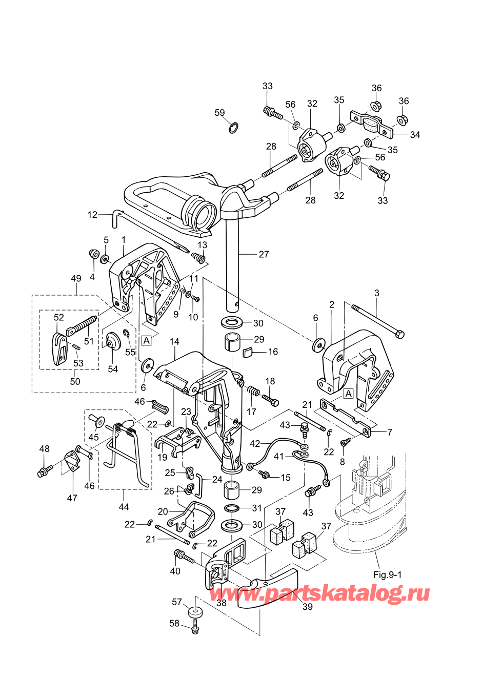 Tohatsu MFS8B (002-21051-0BX) / Fig.11 Кронштейн (mf / Ef Model) 