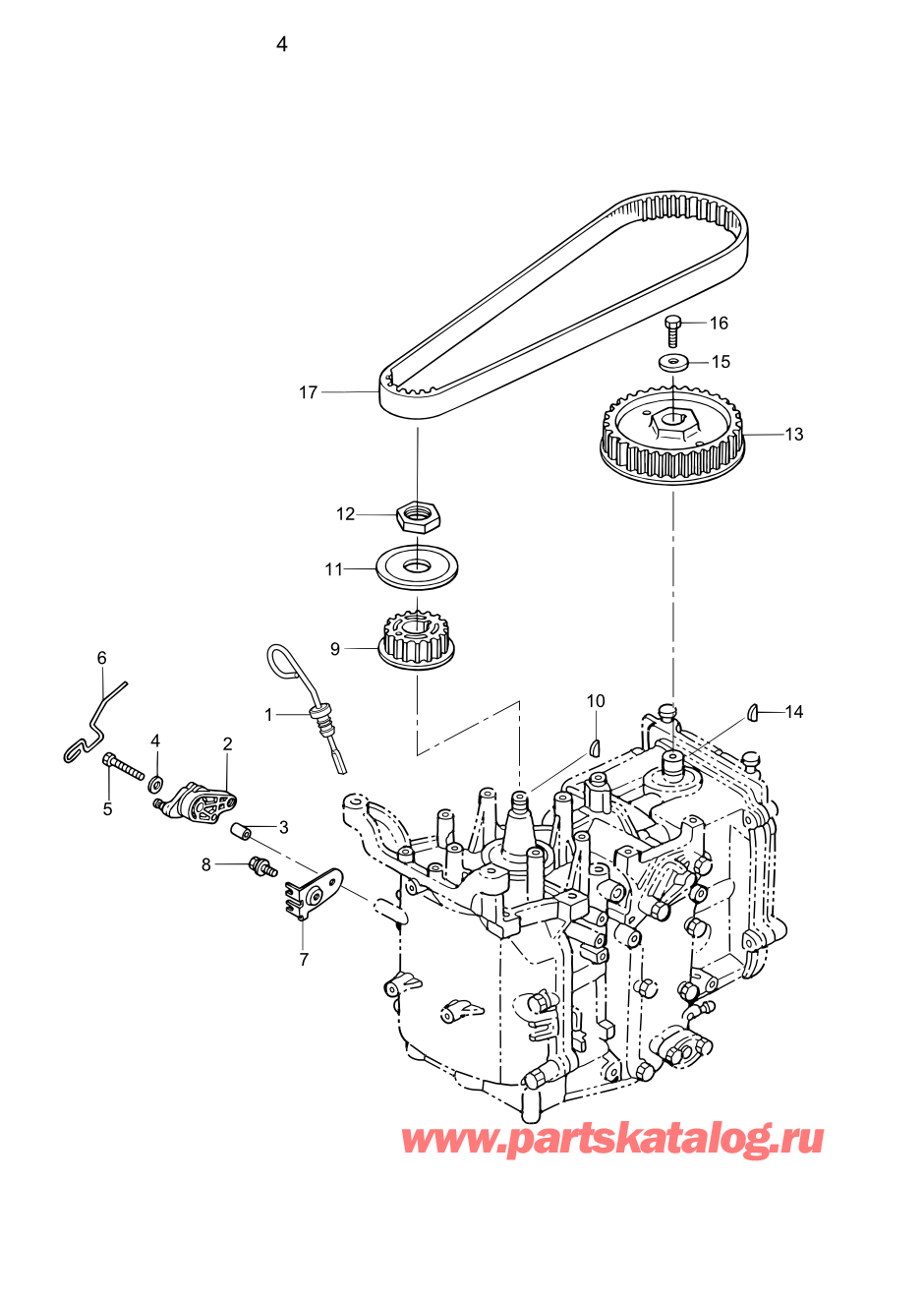 Tohatsu MFS8B (002-21051-0BA) / Fig.04 Шкив / Ремень распредвала 