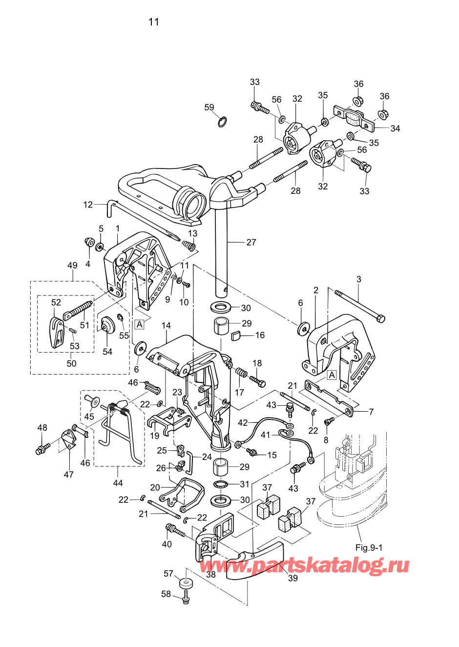 Tohatsu MFS8B (002-21051-0BA) / Fig.11 Кронштейн (mf / Ef Model) 