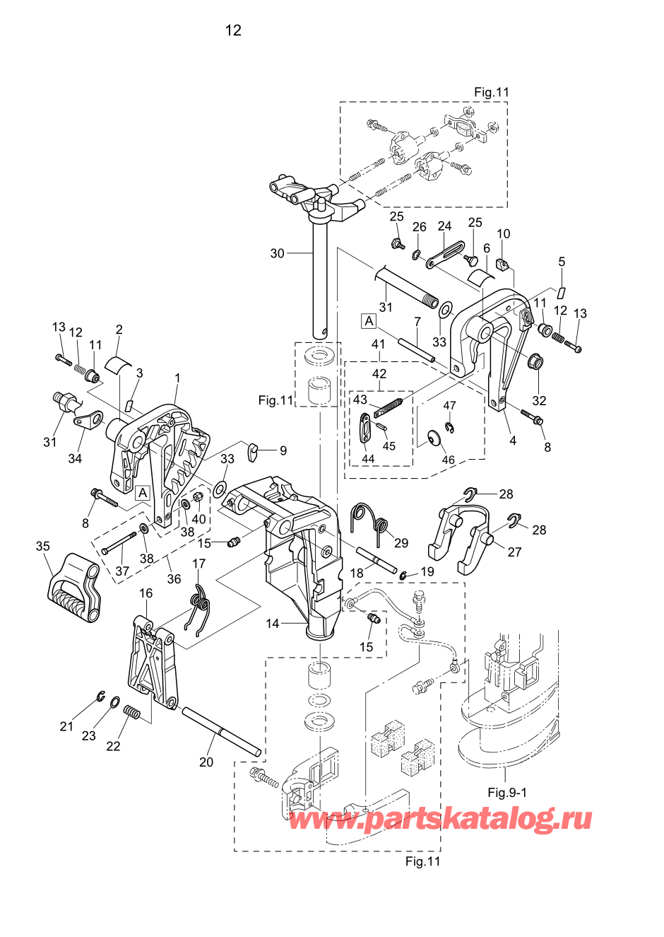 Tohatsu MFS8B (002-21051-0BA) / Fig.12 Кронштейн (ep Model) 