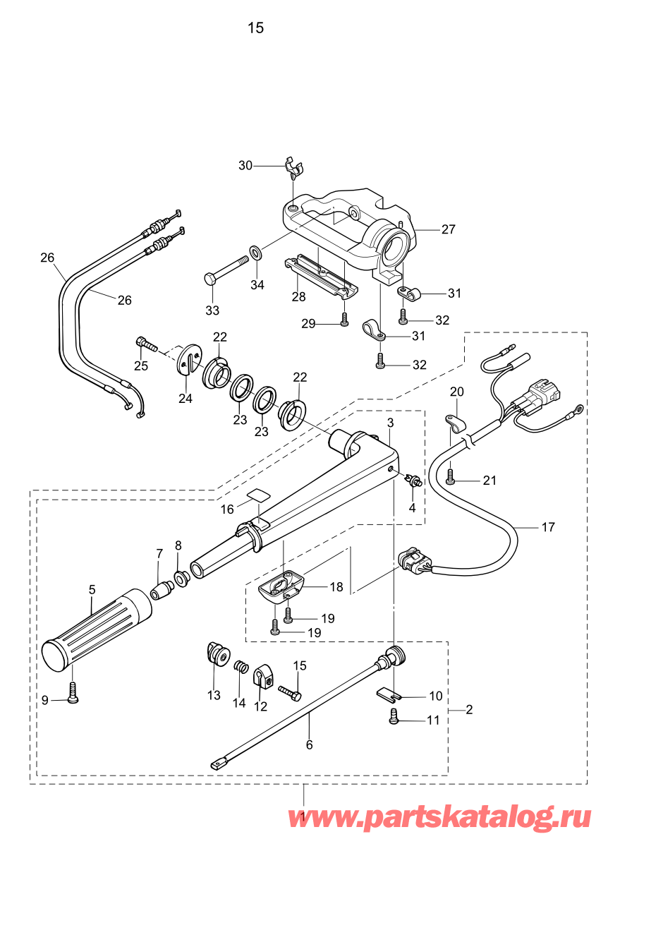 Tohatsu MFS8B (002-21051-0BA) / Fig.15 Румпель 