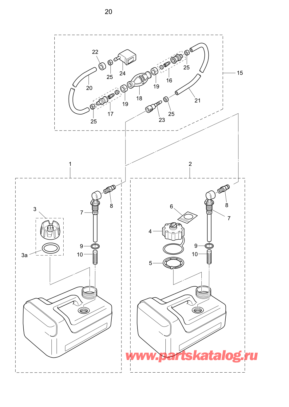 Tohatsu MFS8B (002-21051-0BA) / Fig.20 Топливный бак 